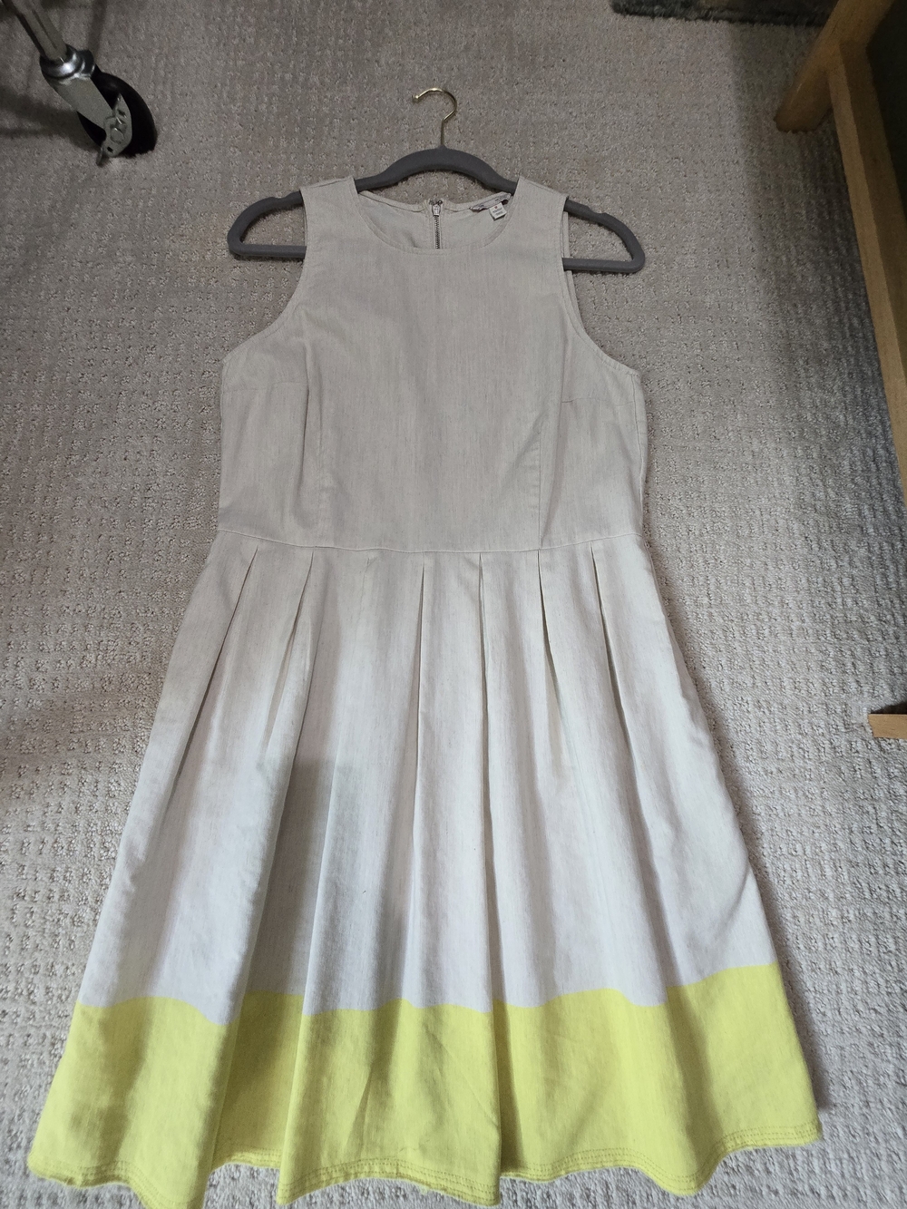 GAP Sleeveless Midi Dress in Cream with Yellow Hem